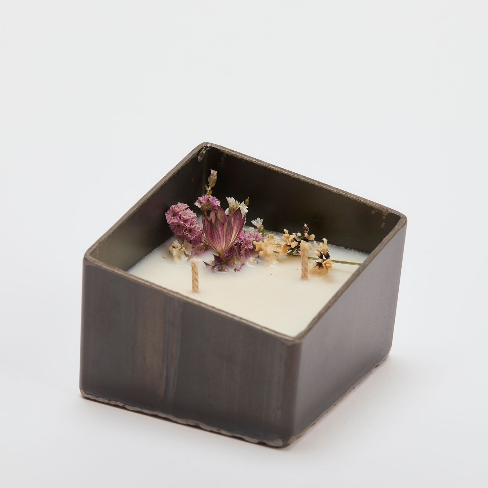 Candela Naturale 70 Gr Piccola Quadrata Linea Metallika Gemme Di Luce